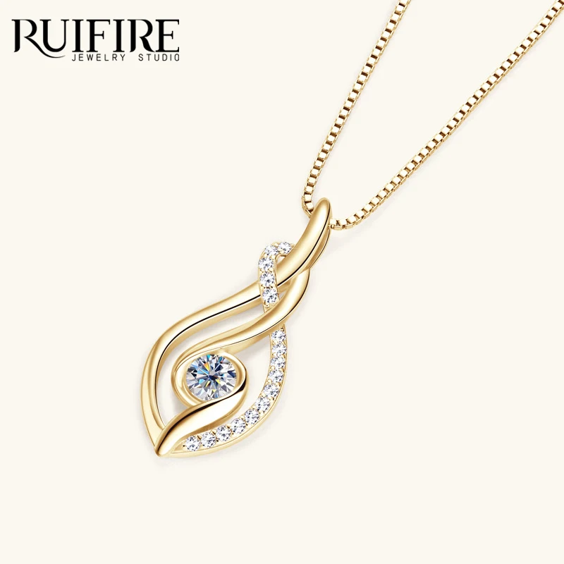 RUIFIRE S925 فضة مويسانيتي مستدير تويست قلادة قلادة مطلية بالذهب الأبيض مجوهرات الحفلات للنساء هدايا المناسبات
