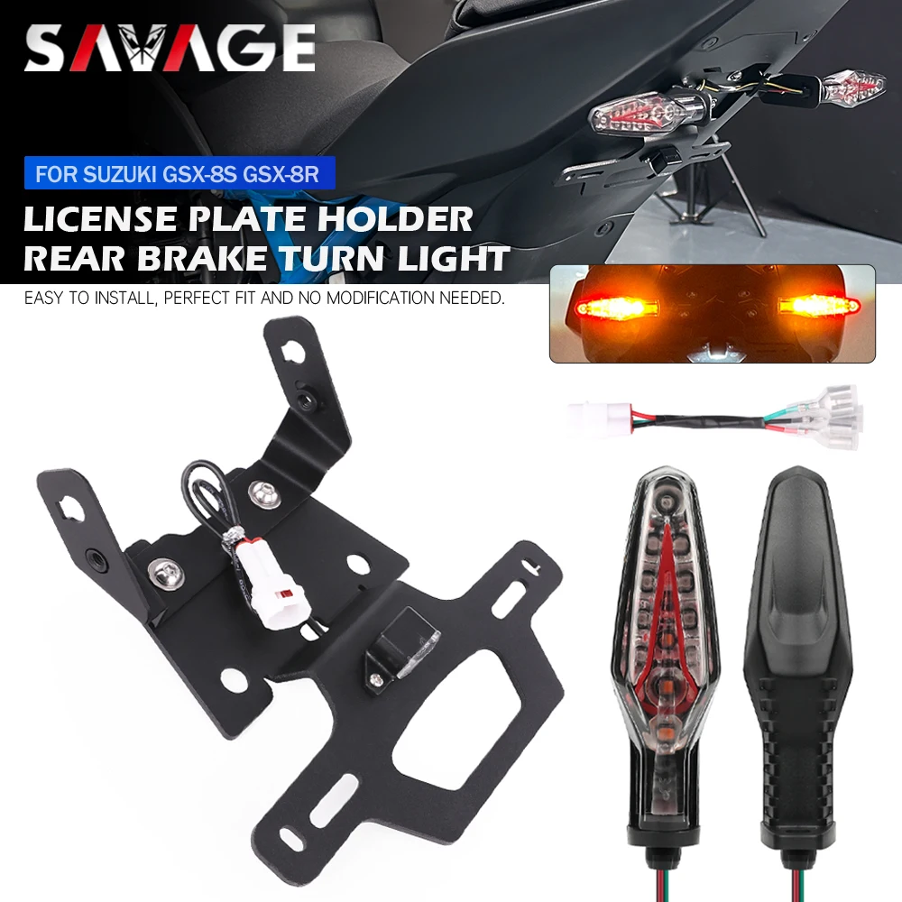 

GSX8S GSX8R License Plate Holder For SUZUKI GSX-8S 8R GSXS8R Motorcycle Fender Eliminator Tail Bracket LED Flasher Brake Light