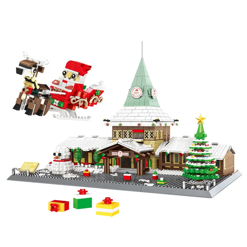 Kit de bloques de construcción de oficina de Papá Noel creativo, 2180 Uds., casa Modular MOC, juegos de ladrillos, regalos de Navidad para adultos y niños, Juguetes DIY