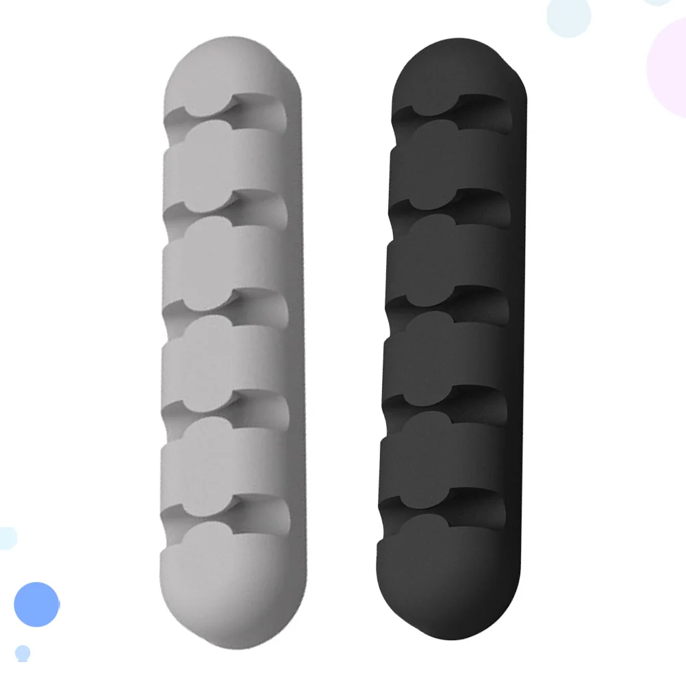 2Pcs Data Line Organizer Self Adhesive Cable Management Silicone 5 Slots Cable Holder for Office Home Desktop Wire Organizer