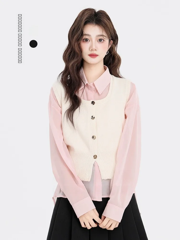 달콤한 프레피 스타일 니트 가디건 여성용 부드럽고 아늑한 봄 가을 신상 디자인 감성적인 스웨터 아우터웨어 탑