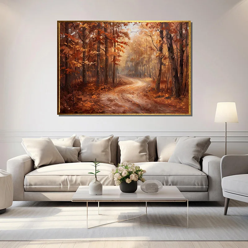 1pc frameless Canvas Painting Fall Book Autumn River Moody Pumpkin Field Forest Landscape Canvas Painting Print Poster for Livin