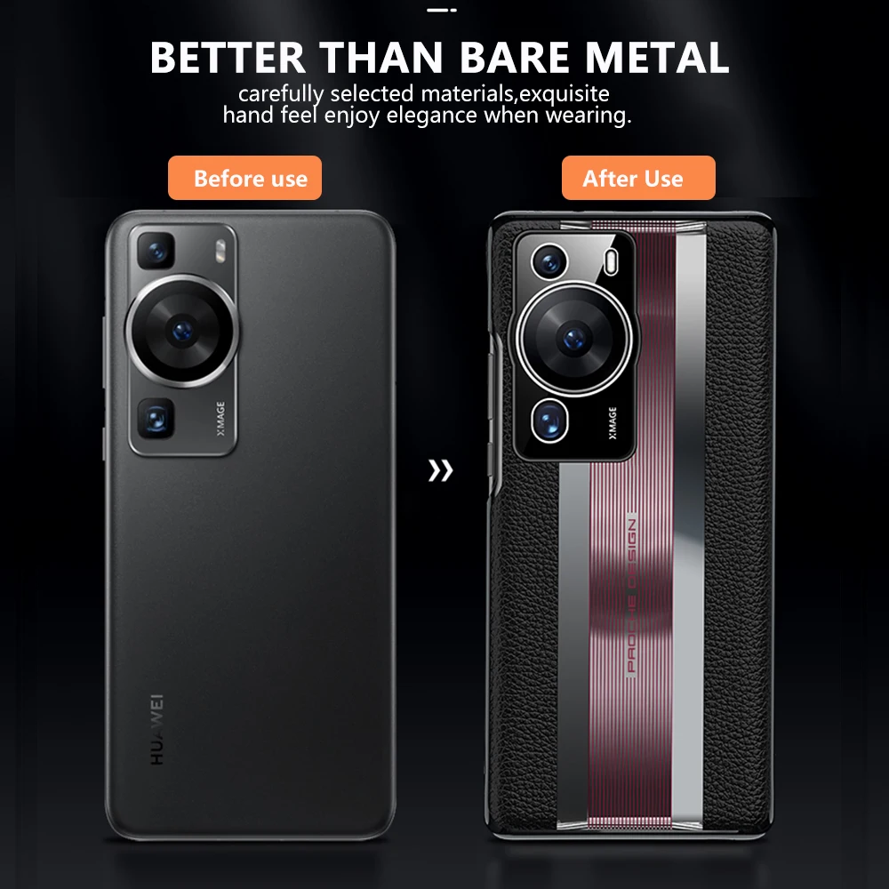 Genuine Plating Leather Case for Huawei P60 Pro Original Luxury 100% Natural leather Protection Hard Cover For P60 Capa