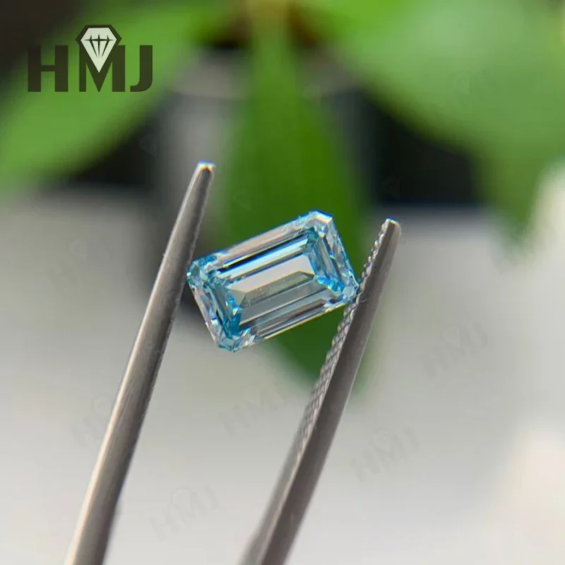 Lab Grown Diamonds With IGI certificate Fancy Vivid Blue Color Emerald Cut CVD Laboratory Diamond Wholesales Customize Jewelry