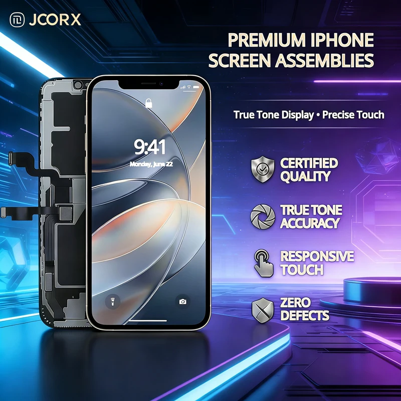 Pantalla LCD JCORX para iPhone 16 Pro MAX 15 Plus 14 13 Mini 12 11 16E, Reemplazo de Pantalla Táctil, Ensamblaje de Alta Resolución 1080P FHD