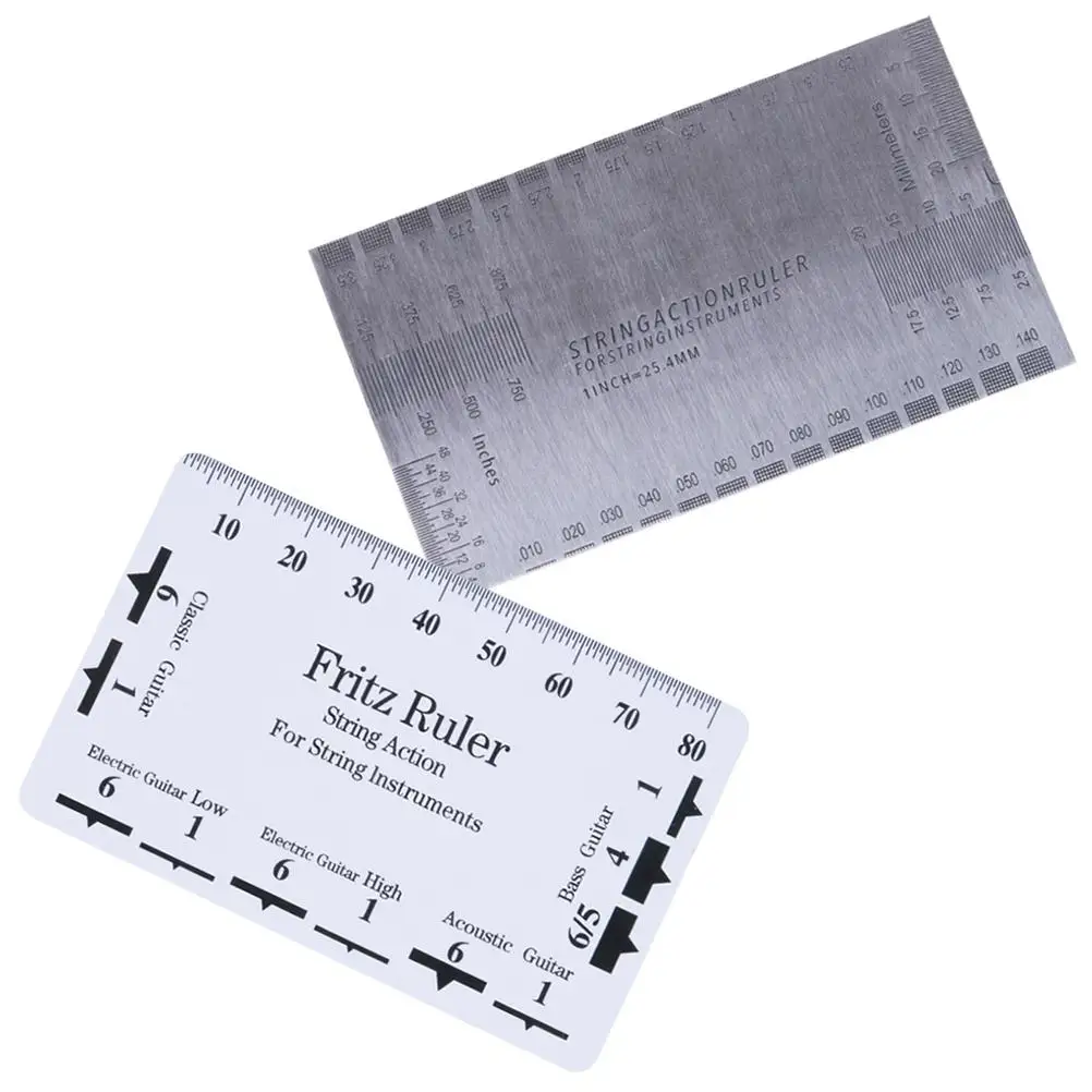 

2Pcs Guitar String Action Gauge Ruler Plastic Stainless Steel Measuring Tool For Electric Bass Classical Guitars