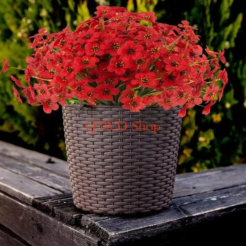 Q5WD Plastic Artificial Flowers Fake Garden Plant Indoor Home Office Decoration