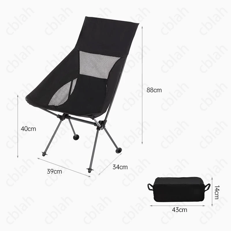 Portable outdoor folding chair High backrest breathable camping chair Oxford cloth reinforced iron pipe for beach travel