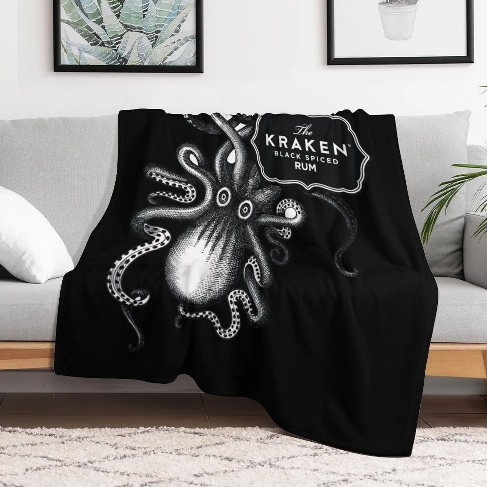 

Kraken Rum Throw Blanket Vintage Soft Plush Plaid Moving Blankets