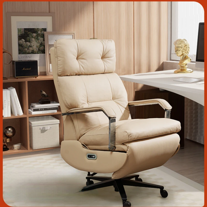 Electric boss's chair made of genuine leather for advanced comfort and prolonged sitting