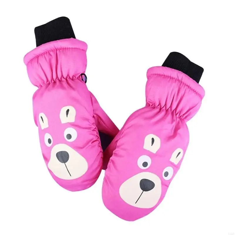 54DF Children Windproof Gloves Stylish Toddler Ski Gloves Cartoon Kids Warm Gloves Thick Mittens Present for Boys Girls Gift