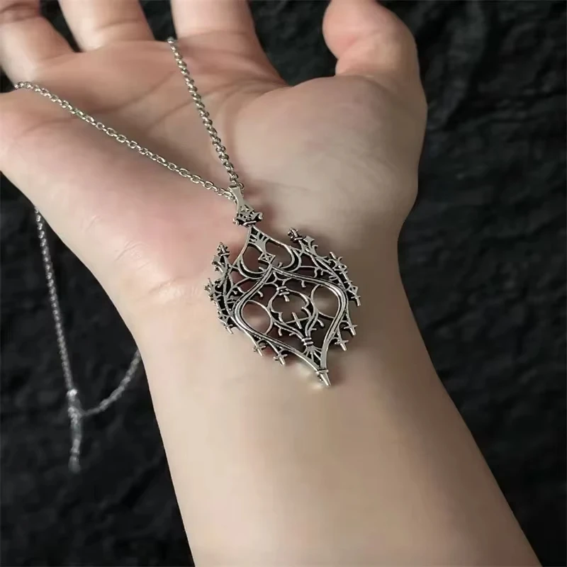 Retro Witch Punk Magic Castle Necklace For Women Men Hollow Old Castle Choker Chain Witch Accessories Jewelry Gifts
