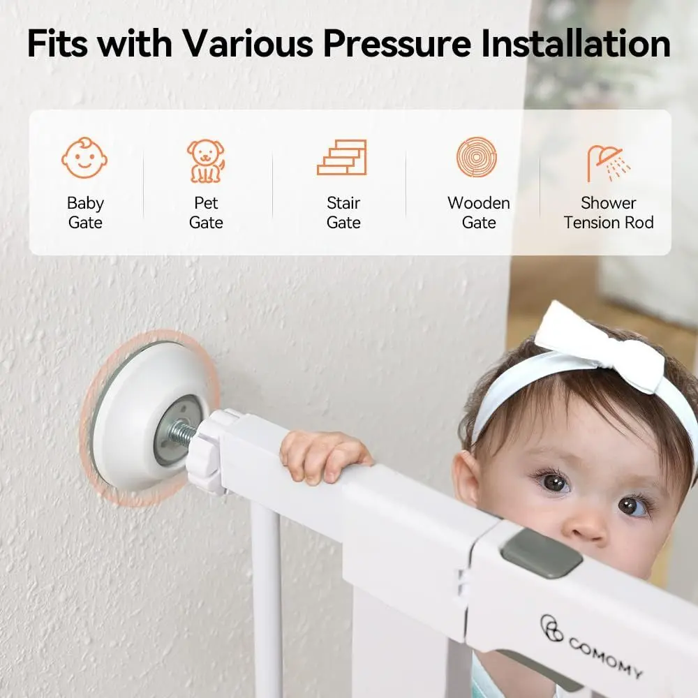 New Pressure Mounted Baby Gate Wall Protector Safety White Wall Cups Gates Pressure Mounted Gates from Pet and Dog