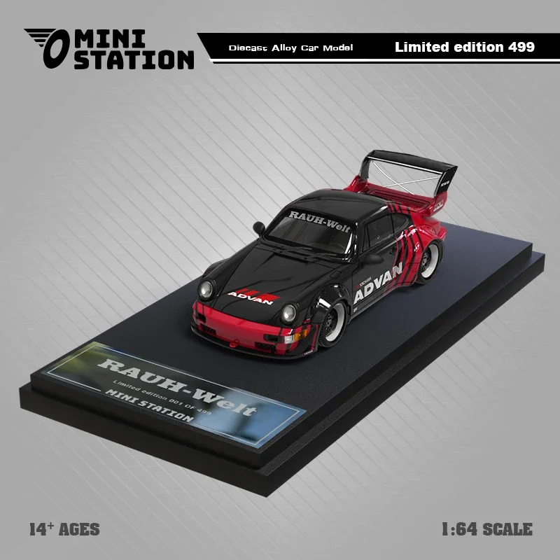 B-M MiniStation 1:64  911 964 RWB advan painted high-tail action figure alloy model