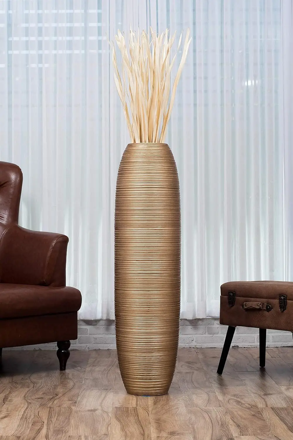 Large Floor Vase – Handmade Flower Holder Made of Wood, Sophisticated Vessel for Decorative Branches and Dried Flowers