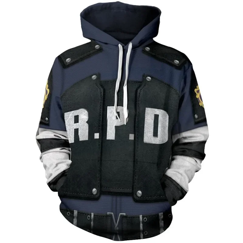 Cosplay Costume Residents RE 2 Evils Hoodies Halloween Cosplay Leon Scott Kennedy Jacket Sweater Zipper Clothing