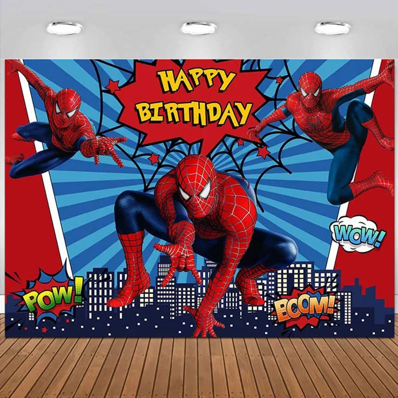 Super-héros araignée thème fête d'anniversaire fond tissu enfants fête décoration fournitures aménagement fond rideau fond