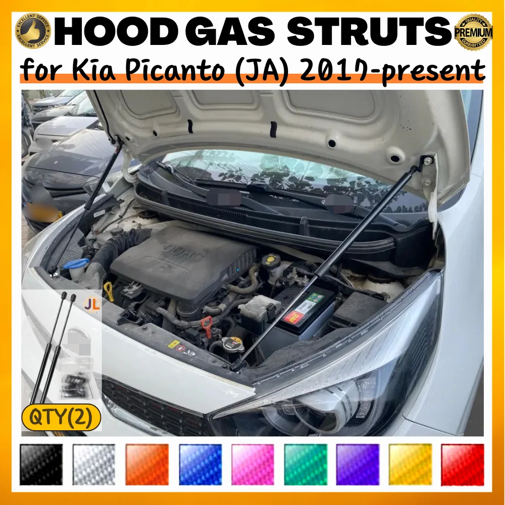 

Qty(2) Hood Struts for Kia Picanto/Morning (JA) 2017-present Front Bonnet Modify Gas Springs Shock Absorber Lift Support Dampers