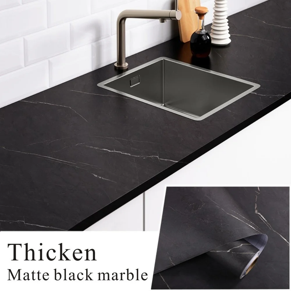 Thicken Matte Marble Stickers Wallpaper Self-adhesive Kitchen Oil-proof Desktop Cabinets Countertops Furniture Decorative Film