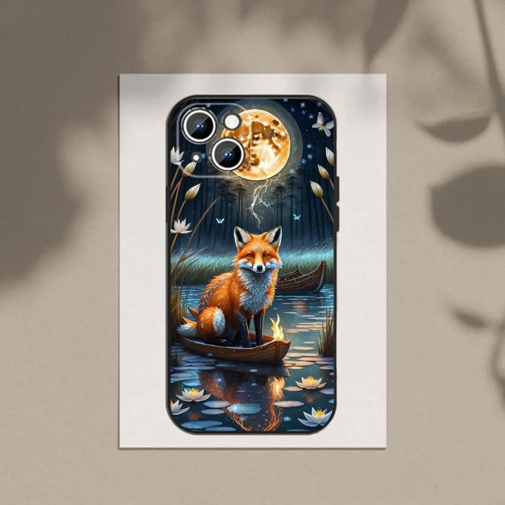 Cute Animal Fox Phone Case Phone Case For Apple iPhone 15,14,13,12,11,XS,XR,X,8,7,Pro,Max,Plus,mini Silicone Black Cover