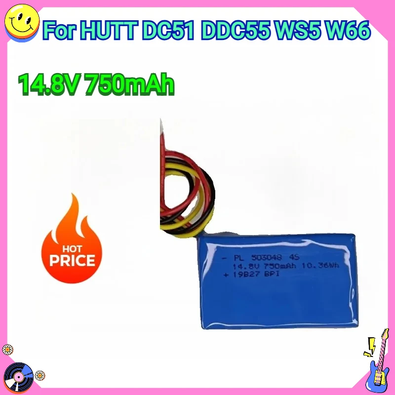 

New Battery 650-750mAh For HUTT DC51 DDC55 W66 Window Cleaning Robot Glass Washing Vacuum Cleaner Water Spray Electric Battery