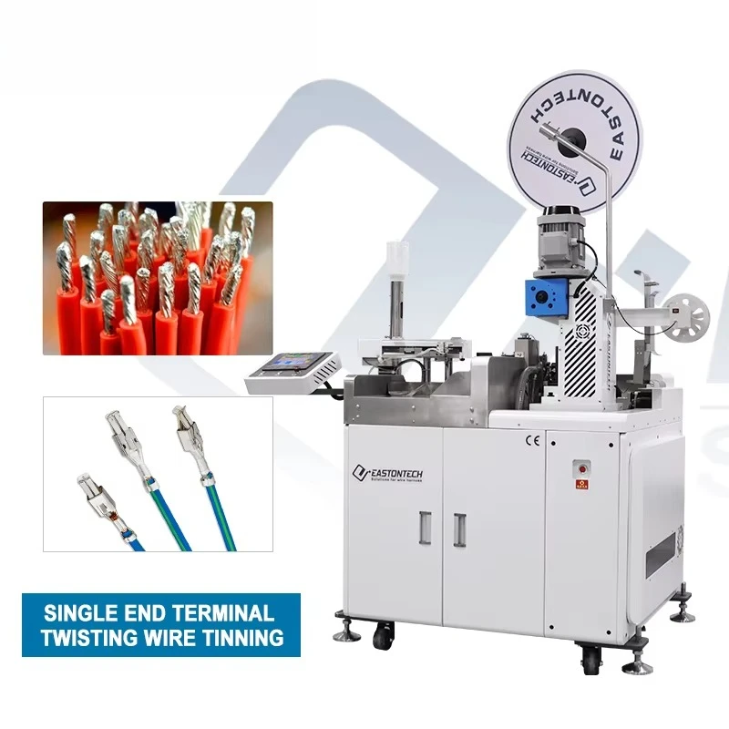 EW-8975 Full Automatic Wire Single End Terminal Crimping Machine Double-Head Dip Tin Wire Cable Manufacturing Equipment