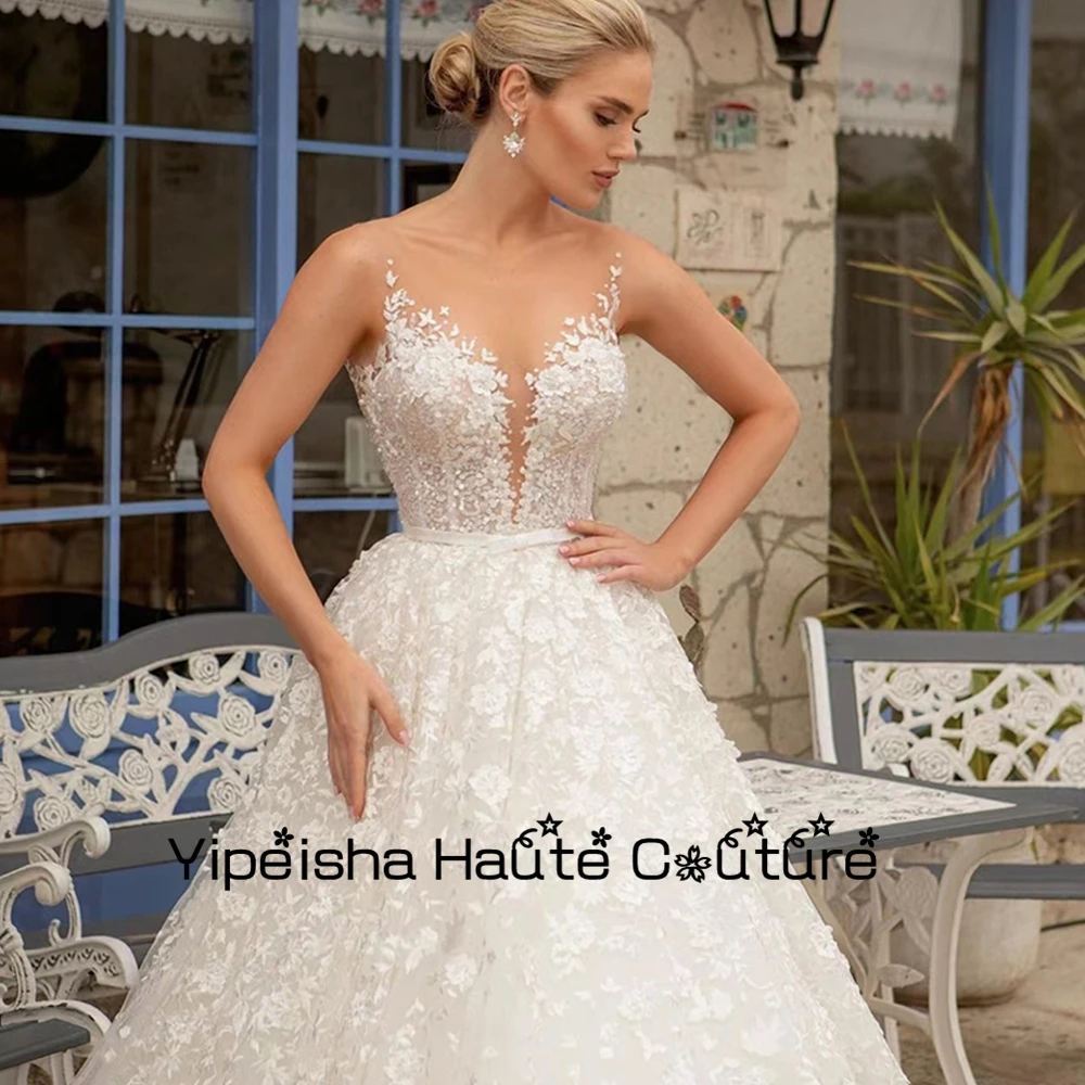 Yipeisha scollo a V Applique impero squisito senza spalline abiti da sposa senza maniche abito da donna 2022 abiti da ballo Robe De Mariée nuovo