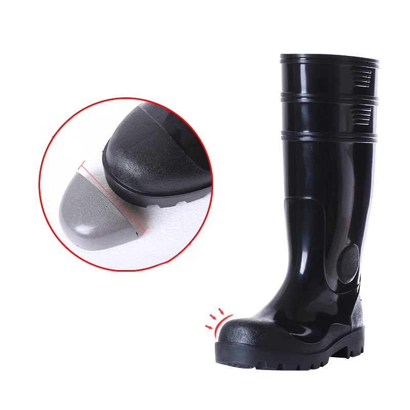 Safety Steel Head Steel Bottom Rain Boots Worker Anti-Piercing Work Shoes Men\'s High Tube Anti-slip Shoes Waterproof Rainboots