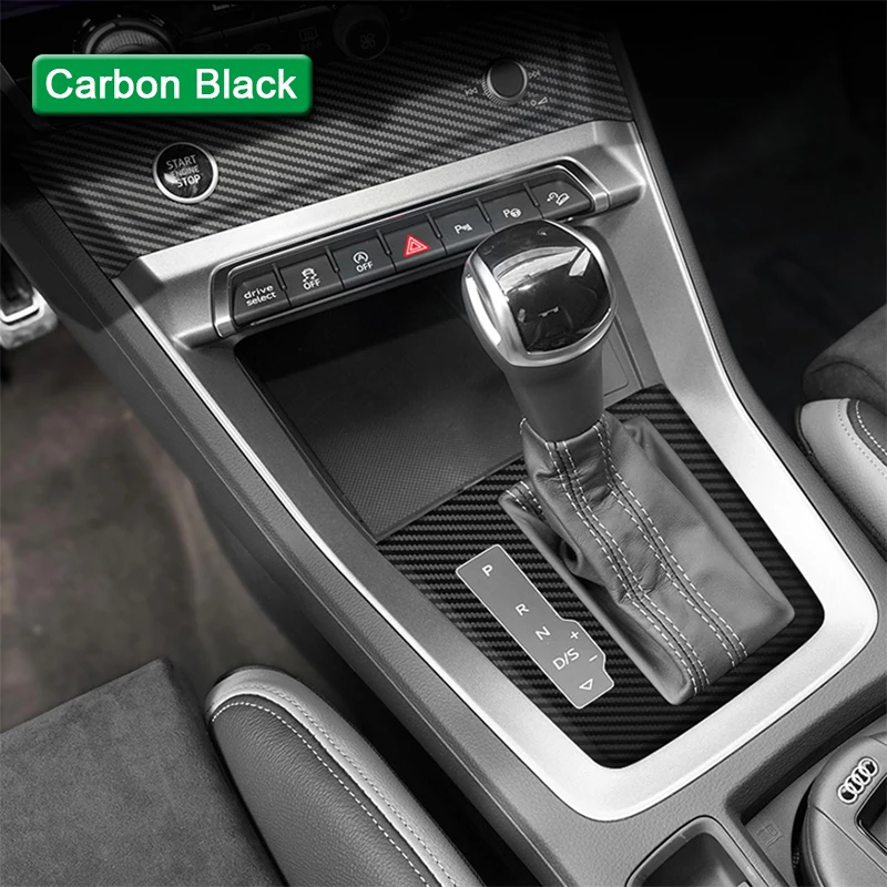 Car Interior Sticker For Audi Q3 F3 2019-2023 Car Gear Panel Sticker Gear Box Protective Film Carbon Fiber Black Car Accessories