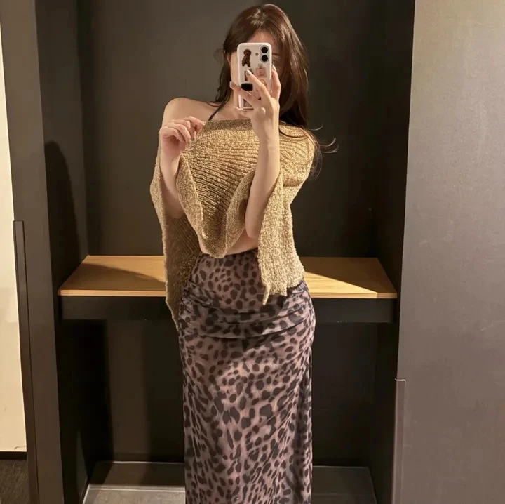 

Новый женский сексуальный купальник-бикини с леопардовым принтом, комплект из двух предметов, красивый длинный купальник для горячих источников и курортного отдыха, бренд DF