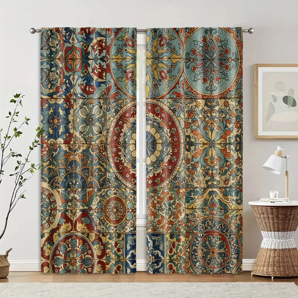 2 шт., оконные шторы, разноцветные цветы, защищающие конфиденциальность, праздничный декор стен, подходящий для сезонных украшений