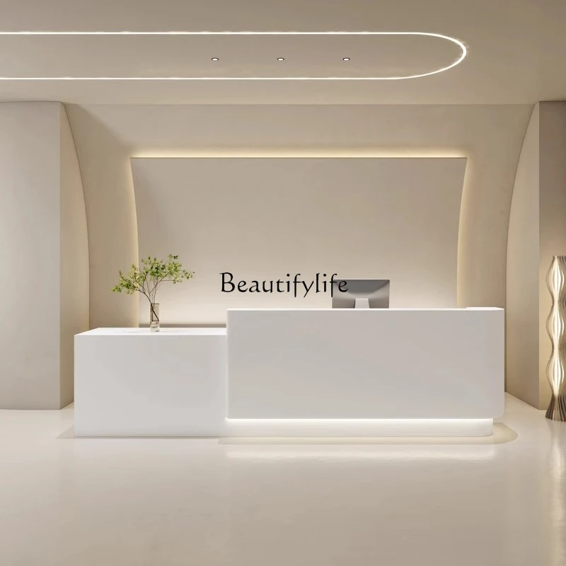 

Cream Wind Arc Cashier Reception Desk Women's Clothing Store Shop Beauty Salon Cabinet
