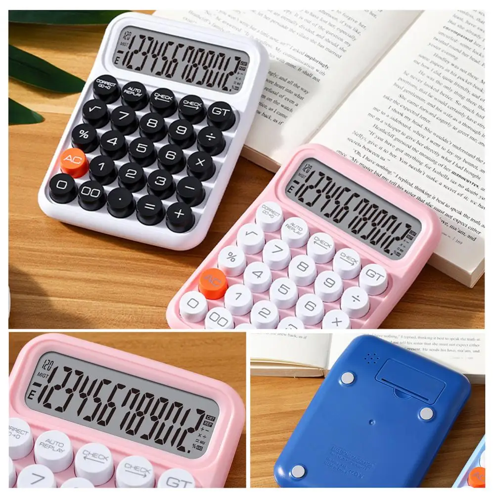 Cute Mechanical Switch Calculator, 12 dígitos, Retro Round Keys Operação