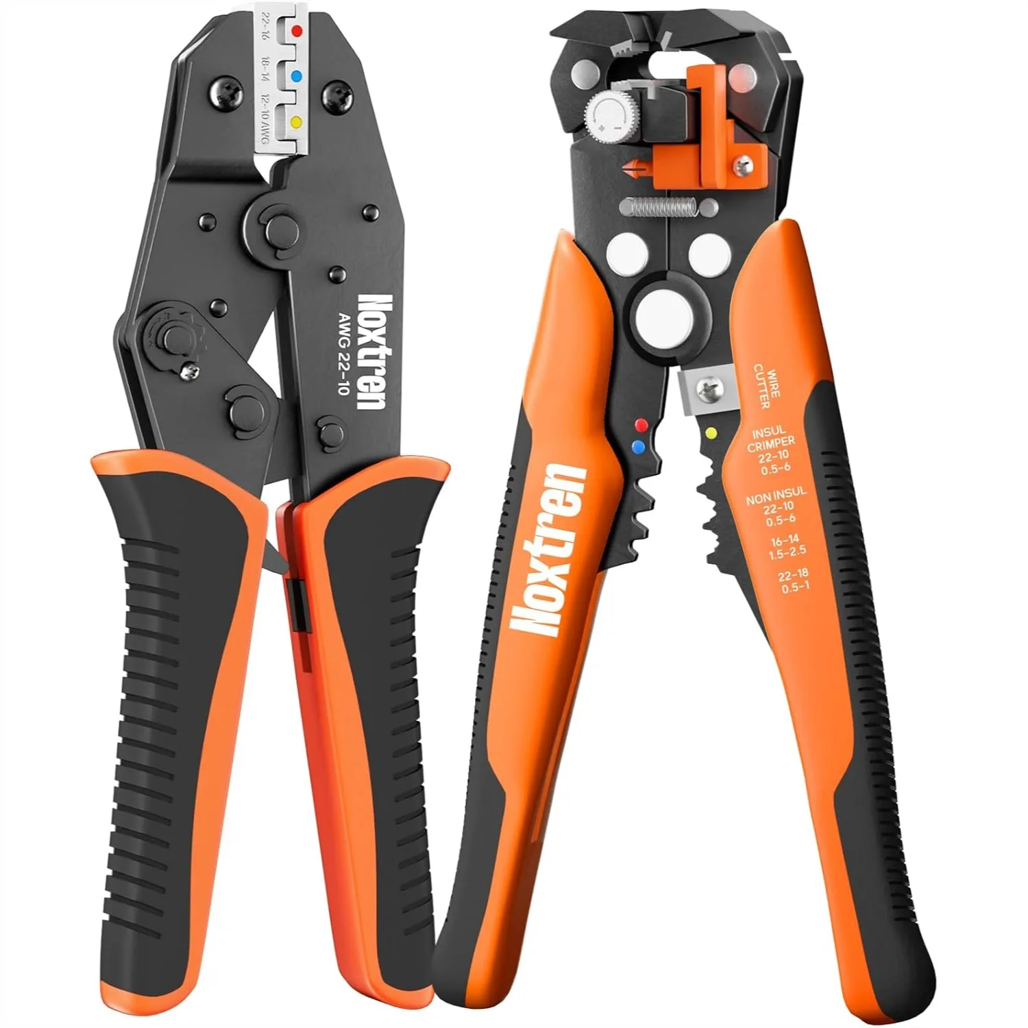 

Wire Stripper and Crimping Tool, AWG 24-10 Self-Adjusting Stripper with AWG 22-10 Ratcheting Crimper for Heat Shrink Connectors