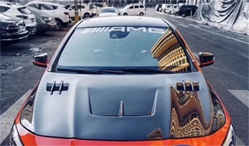 

Для Mercedes-Benz W117 CLA200 220 260 2013-2018: Накладка на капот из настоящего карбона, комплект обвеса