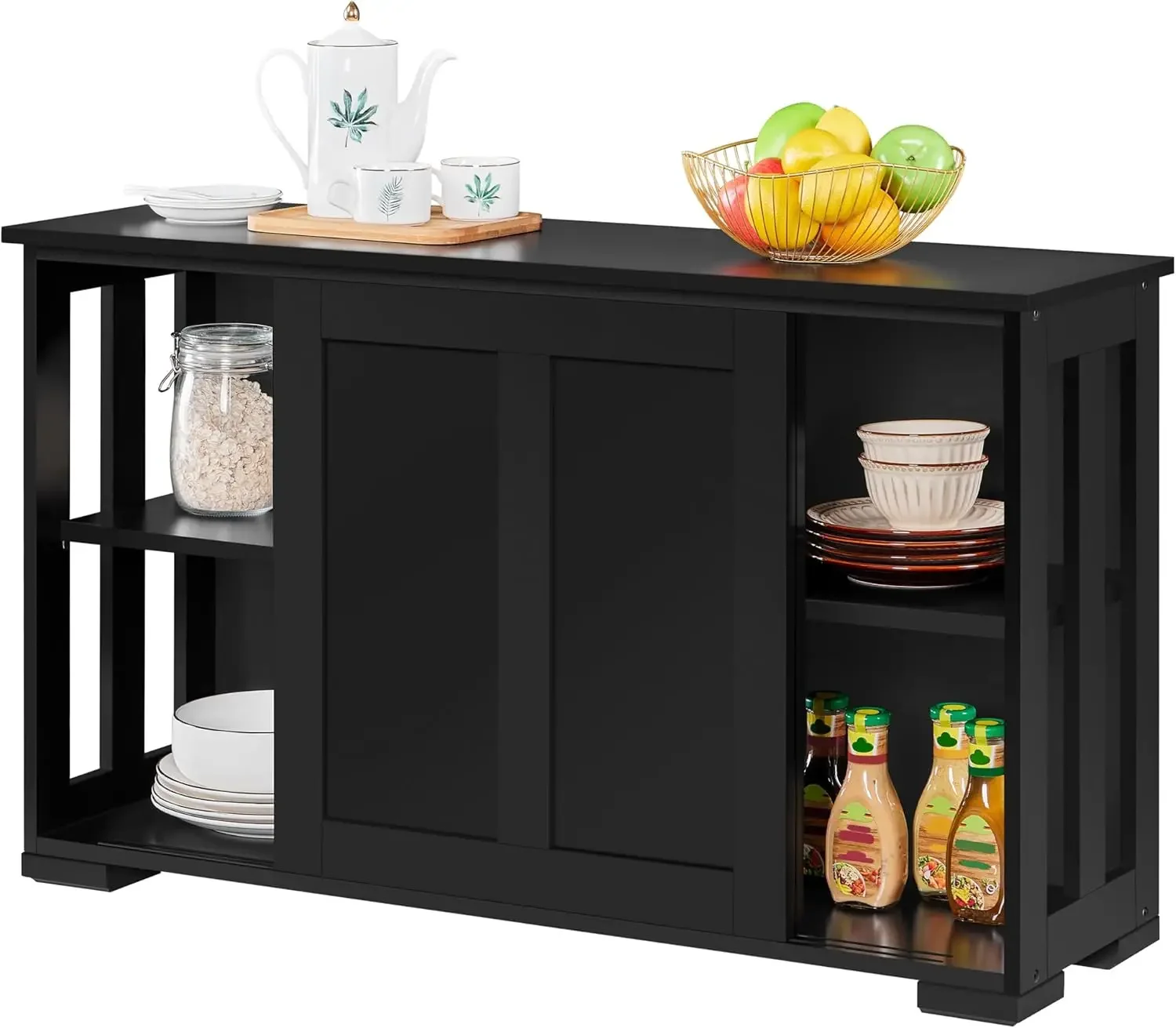 Sideboard Buffet Cabinet, Kitchen Storage Cabinet with Sliding Door and Adjustable Shelf, Stackable Cabinets Console Table