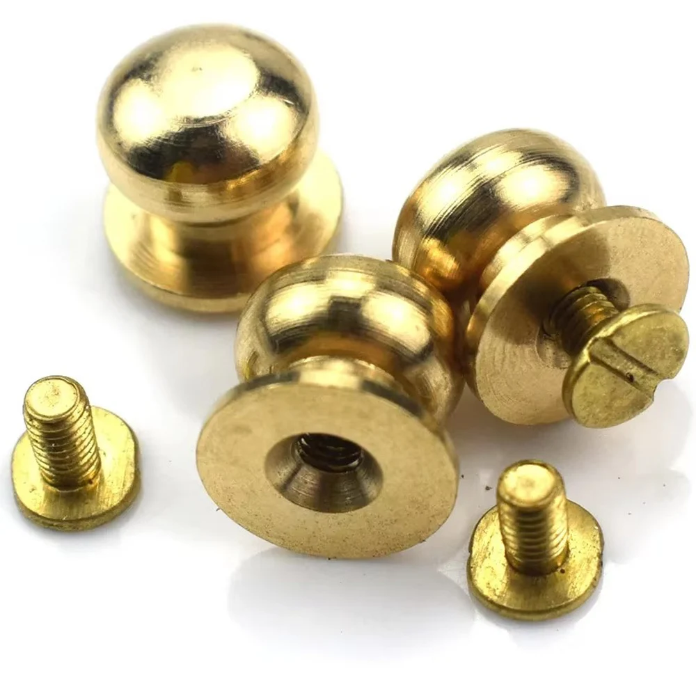 10PCS 5mm-10mm Pure Copper Round Nipple Head Button Stud Screws Nail Rivet for DIY Leather Craft Vintage Buttons