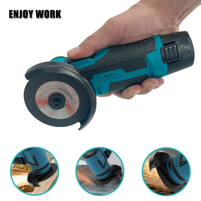 SHENHAOXU 12V Mini Angle Grinder Brushless Motor Cordless Polishing Grinding Machine Diamond Cutting Electric DIY Power Tools