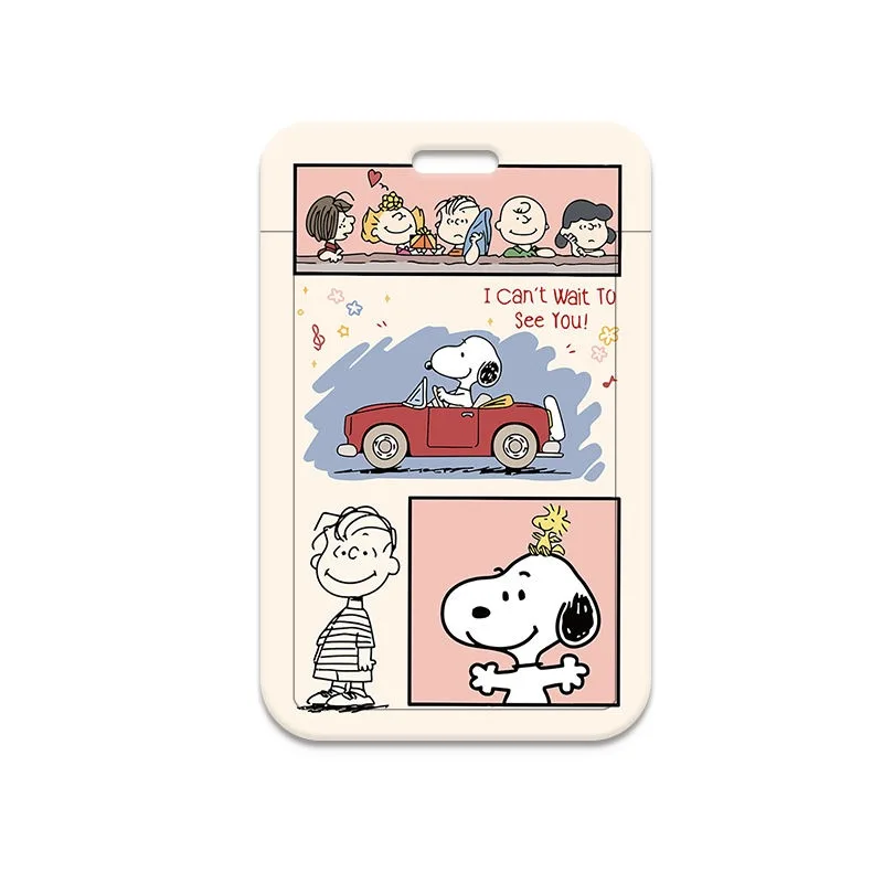 Cartoon pattern Snoopy new fun creative fashionable cute versatile student meal card bus card protective cover key chain pendant