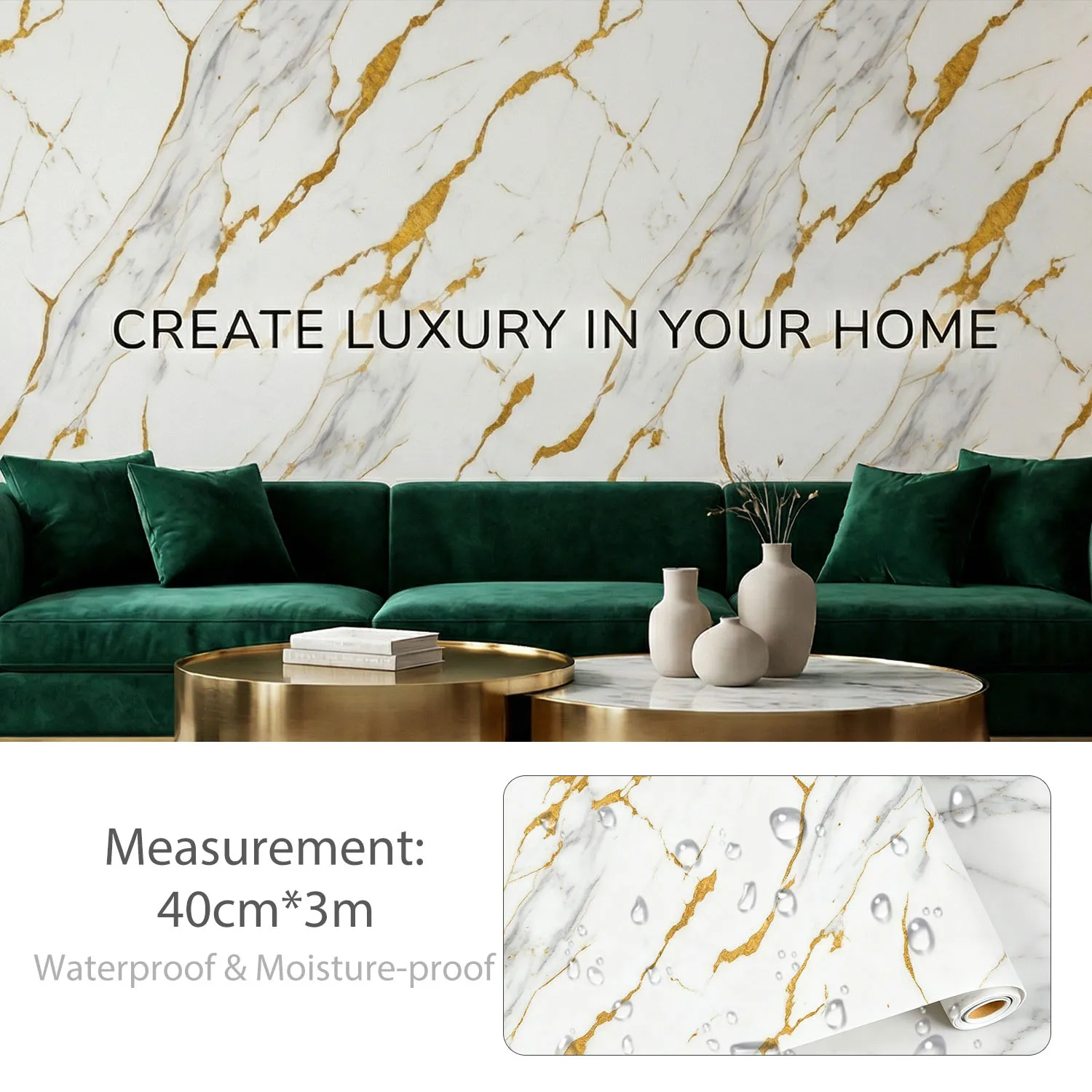 

Marble Wall Stickers Kitchen Countertop Removable 118" Self Adhesive Contact Paper Room Decoration Stylish