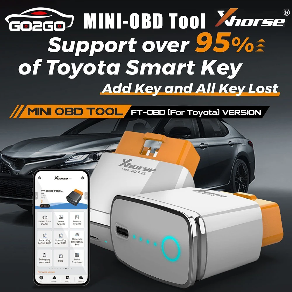 

Xhorse MINI OBD Tool For Toyota Smart Key Generating XM38 Key Add Lost XDMOT0GL Car Remote Programming IMMO FT-OBD Test Function