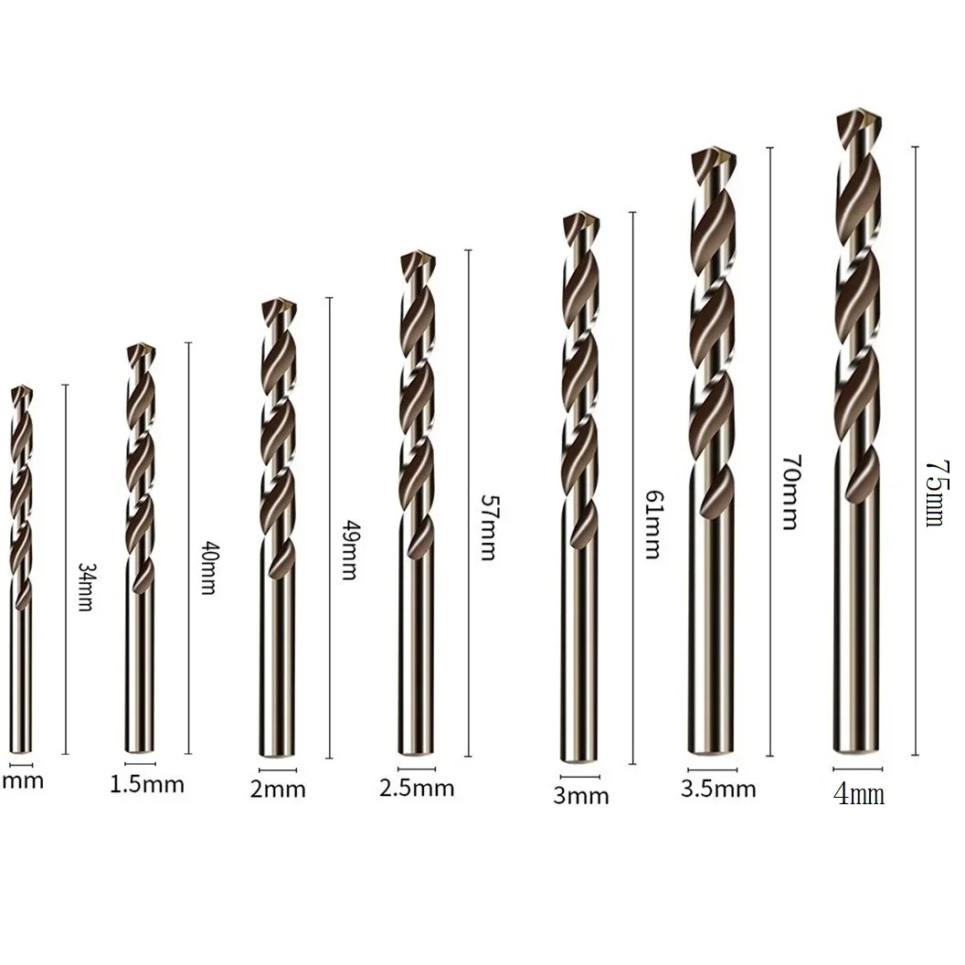 Broca de cobalto HSS M35 de 5 piezas, broca eléctrica de 1-4mm para acero inoxidable, cortador de agujeros de madera y Metal, mango recto, nuevo