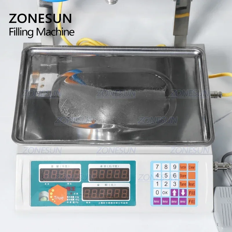 ZONESUN 半自動ペースト充填機 空気圧式缶詰蜂蜜食用油飲料小瓶計量充填機