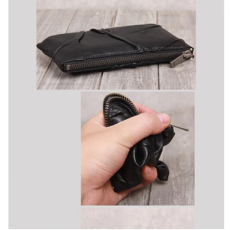 

Long Wallet Sheepskin Leather Casual Zipper Coin Purses High Quality Money Bag Unisex Clutch