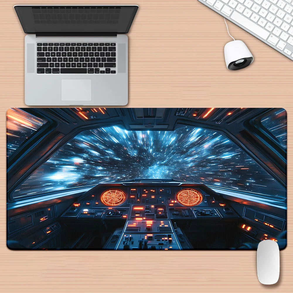Space Hyperspeed Cockpit XXL Gaming Mouse Pad Non-Slip Rubber Base Desk Mat for Office