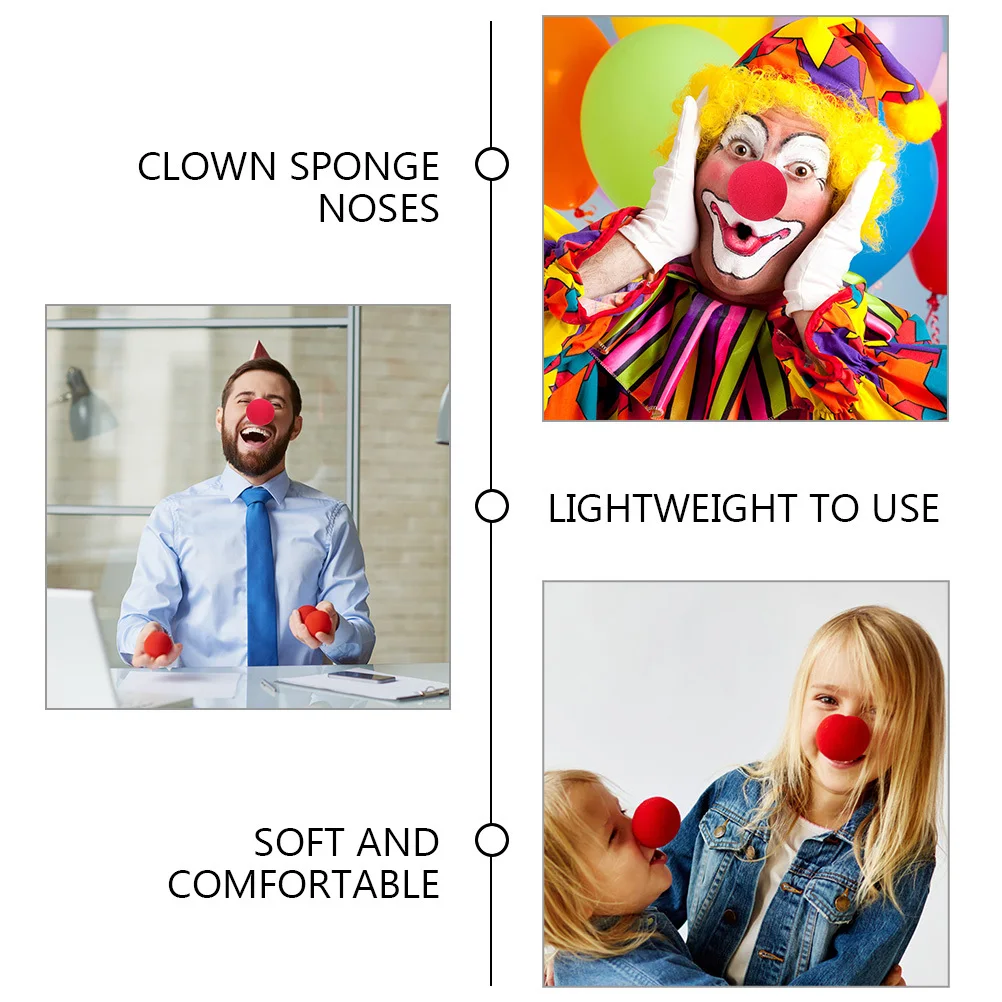 

100Pcs Small Clown Sponge Nose for Carnival Circus Party Decorative Replaceable Cosplay Accessory Dress Up Portable Supple