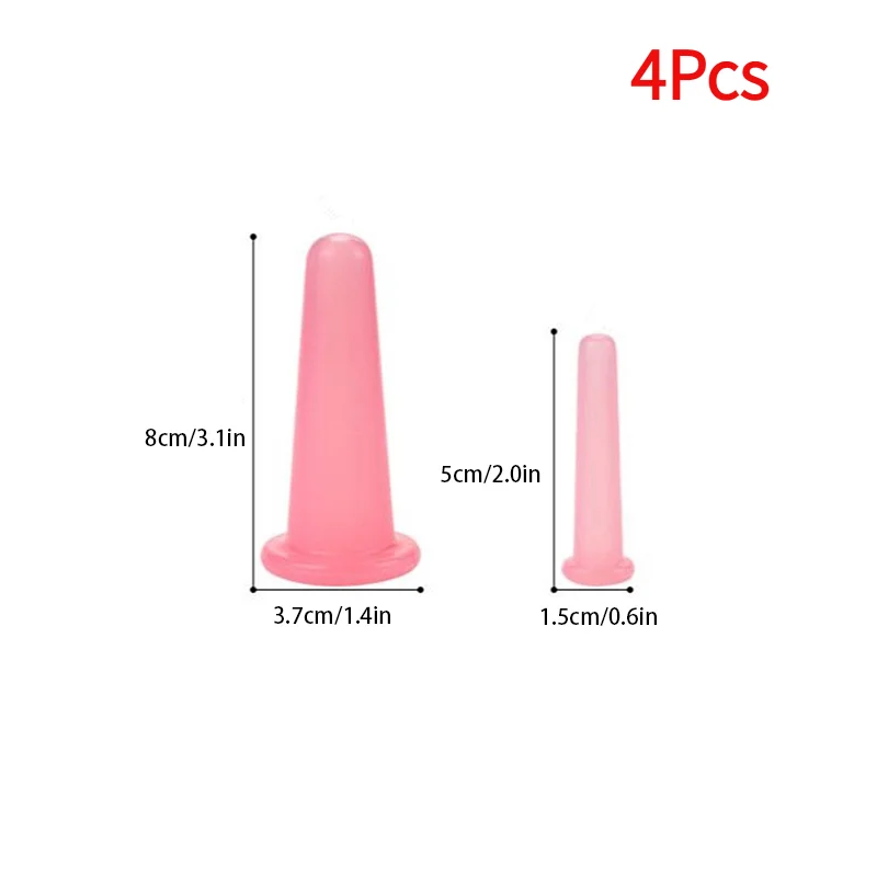 *4Pcs Silicone Cupping Massage Cup, For Body Fac Neck Eye Massage Vacuum Tank Body Facial Care, Anti-aging Beauty Tool