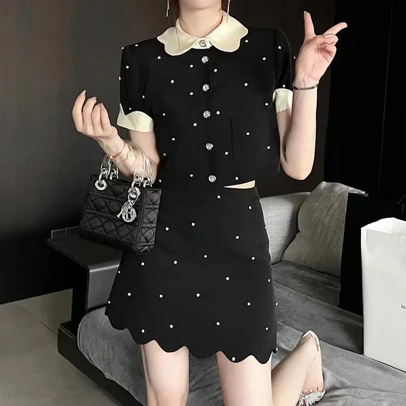 

LML Black Diamond Two Piece Set 2024 Summer New High end Western Fashion Set Skirt for Women skirt sets womens two peice sets