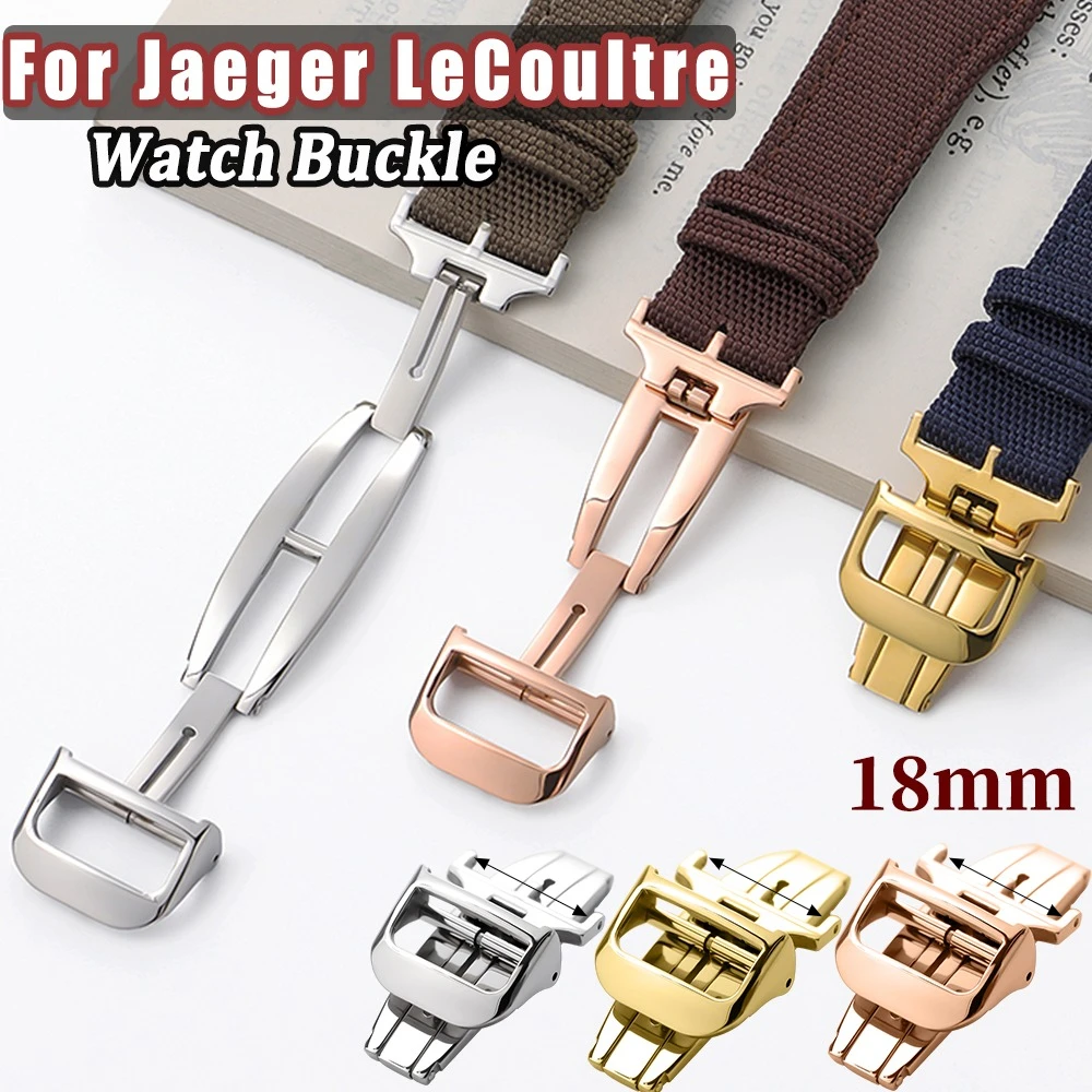 18 mm Faltschließe mit Schmetterlingsschnalle für Jaeger LeCoultre-Uhr für Silikon-Rindslederarmband, Faltschließe aus Stahl, Armbandzubehör