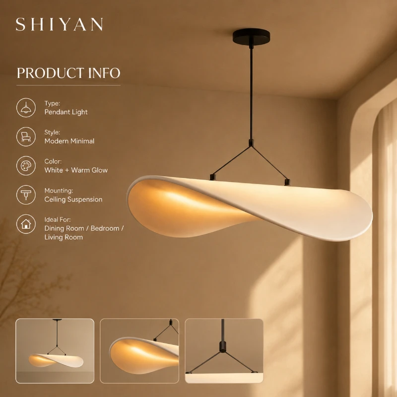MAISU Tyvek Japanese Wabi Sabi Silk Pendant Light LED Nordic Minimalist Chandelier for Living Dining Room Bedroom Home Decor view 3
